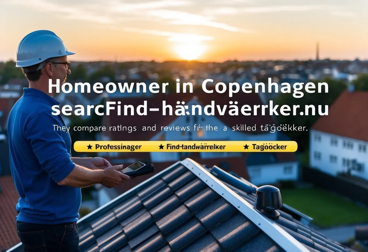 En boligejer i København søger find haandvaerker nu efter de bedste taglæggere De sammenligner vurderinger og anmeldelser før de vælger en dygtig tagdækker til deres projekt