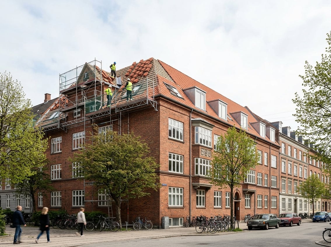 Nyt tag på etageejendom i København